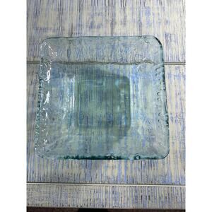 Vitrocolor Recycled Green Glass Square Bowl Heavy Aqua Ice Blue